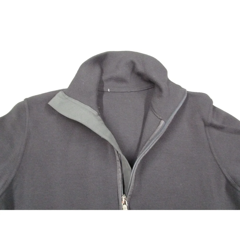 Prada Milano Men Black Full Zip Wool Sweater Nylon Panel Cardigan Size 48 SMC382